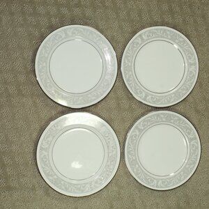 Set of 4 Imperial China W Dalton 5671 Whitney Silver and Grey 6.5" Dessert Plate